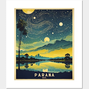 Parana Brazil Starry Night Vintage Tourism Travel Poster Posters and Art